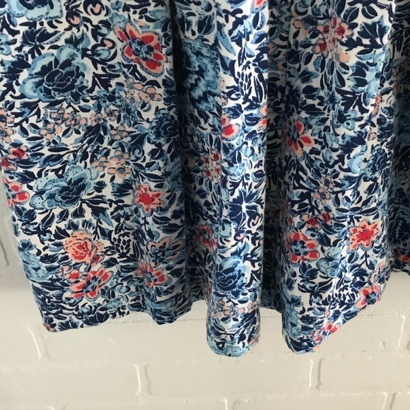 Kenar Mini Skirt Cotton Floral print tennis prep pleated blue red white 6 - Picture 4 of 9